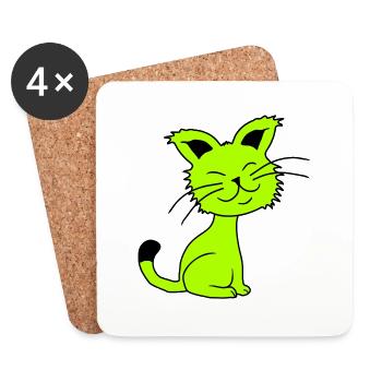 Pretty Cat Looking Happy Cheerful Smiling - Coasters (set of 4) - white - Front