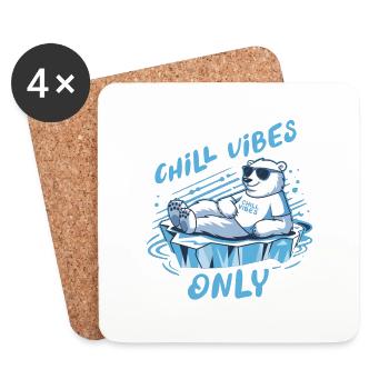 Nur Chill Vibes - Tranquil Polar Bear - Untersetzer (4er-Set) - Weiß - Vorne