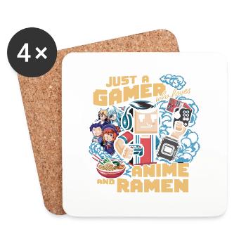 Joueur, amateur d’anime et fan de ramen - Dessous de verre (lot de 4) - blanc - Devant