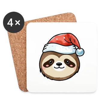 Dessin de Noël paresseux - Dessous de verre (lot de 4) - blanc - Devant