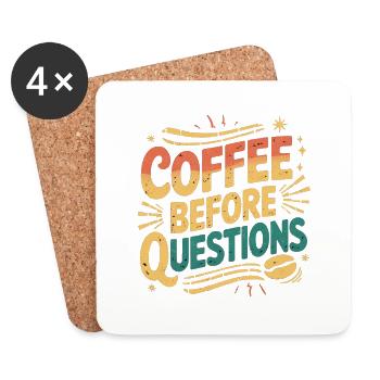 Coffee Before Questions 9 - Untersetzer (4er-Set) - Weiß - Vorne