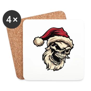 Crâne de Père Noël - Dessous de verre (lot de 4) - blanc - Devant