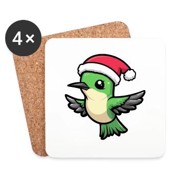 Hummingbird Bird Christmas Cute - Coasters (set of 4) - white - Front