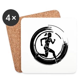 Running Marathon Woman Silhouette - Coasters (set of 4) - white - Front