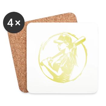 Baseball Frau - Untersetzer (4er-Set) - Weiß - Vorne