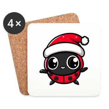 Ladybug Christmas Cute - Coasters (set of 4) - white - Front