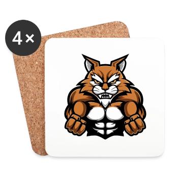 Cat Muscles Workout - Coasters (set of 4) - white - Front