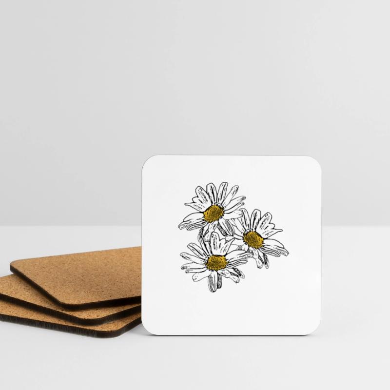 Fleur Fleur Blanche Fleurs Blanches Fleurs Blanches Dessous de verre (lot de 4)