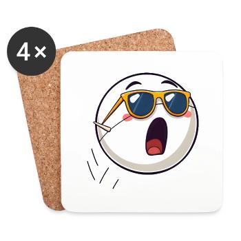 Anthropomorphisierter Tennisball mit Sonnenbrille - Untersetzer (4er-Set) - Weiß - Vorne