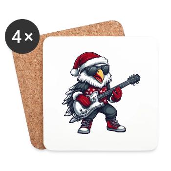 Adler Weihnachten Rocker Gitarre - Untersetzer (4er-Set) - Weiß - Vorne