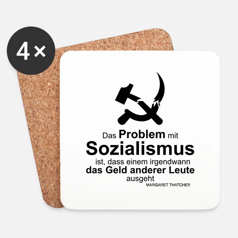 Zitat Sozialismus Thatcher - Untersetzer (4er-Set) - Weiß