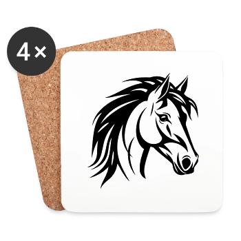 Tête de cheval - Dessous de verre (lot de 4) - blanc - Devant
