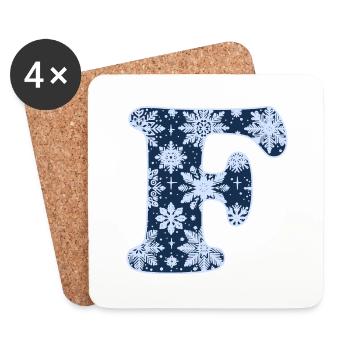 Lettre F Flocons de neige - Dessous de verre (lot de 4) - blanc - Devant
