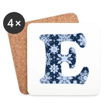 Buchstabe E Schneeflocken - Untersetzer (4er-Set) - Weiß - Vorne