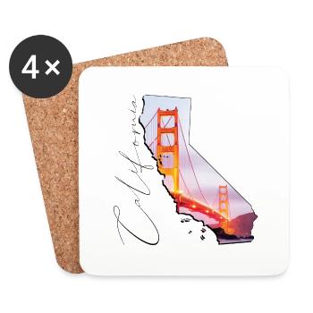 Golden Gate Bridge en Californie Carte CA - Dessous de verre (lot de 4) - blanc - Devant