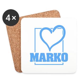 Cadeau pour Marko - Dessous de verre (lot de 4) - blanc - Devant