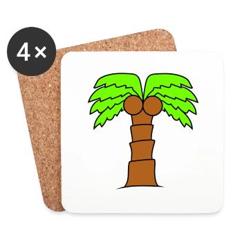 Palm Tree Island Tree Beach Holiday Coconut Sea Cool - Coasters (set of 4) - white - Front