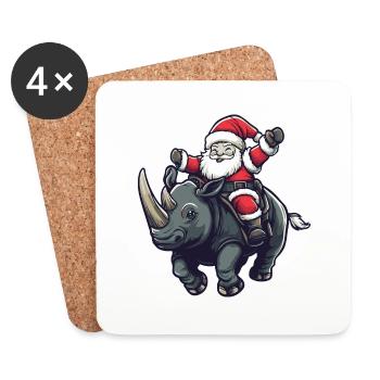 Rhino Santa Claus - Coasters (set of 4) - white - Front