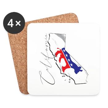 Democrat Flag in California State Map CA - Coasters (set of 4) - white - Front