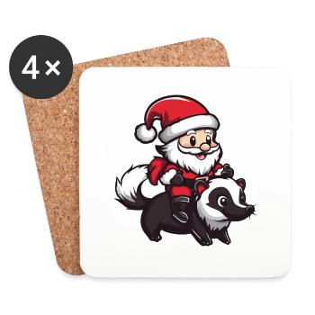 Skunk Santa Claus - Coasters (set of 4) - white - Front
