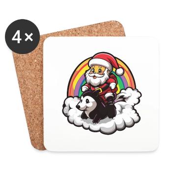 Stinktier Weihnachtsmann Regenbogen - Untersetzer (4er-Set) - Weiß - Vorne