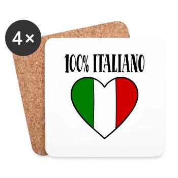 100 Prozent Italiano Italien Flagge Herz - Untersetzer (4er-Set) - Weiß - Vorne