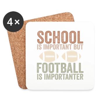 School is important but football is importanter - Coasters (set of 4) - white - Front
