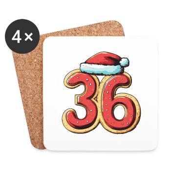 36 Zahl Weihnachten Keks - Untersetzer (4er-Set) - Weiß - Vorne