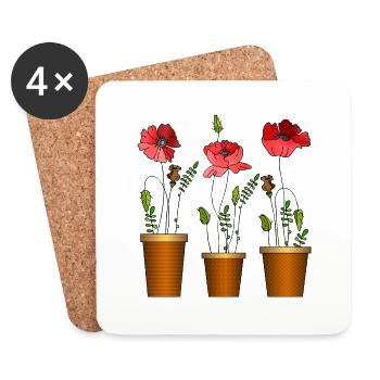 Fleur - Dessous de verre (lot de 4) - blanc - Devant