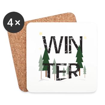 Hiver - Dessous de verre (lot de 4) - blanc - Devant