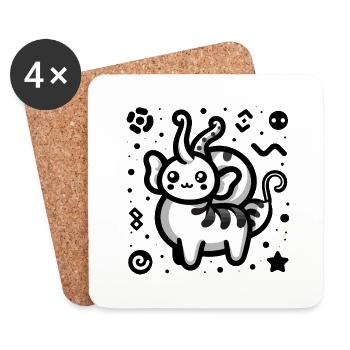 Cute Fantastic Creature - Coasters (set of 4) - white - Front