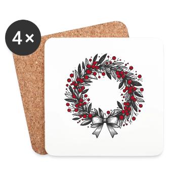 Christmas Wreath Vintage - Coasters (set of 4) - white - Front