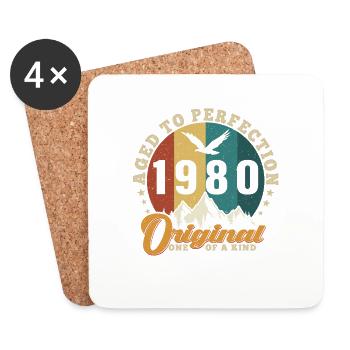 The legends were born in 1980 Vintage - Coasters (set of 4) - white - Front