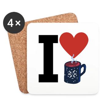 I Love Glühwein - Untersetzer (4er-Set) - Weiß - Vorne