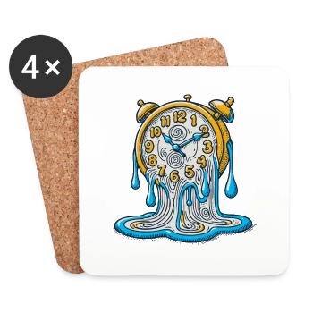 Schmelzende Uhr – Surreales Kunstdesign - Untersetzer (4er-Set) - Weiß - Vorne