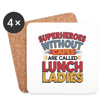 Super-héroïnes de la cantine - Dessous de verre (lot de 4) - blanc - Devant