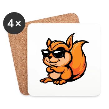 Écureuil Bande dessinée Cool - Dessous de verre (lot de 4) - blanc - Devant