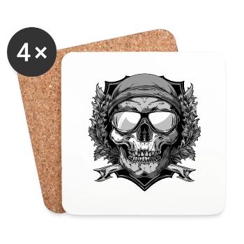 Ski Ski Goggles Skull Crest - Coasters (set of 4) - white - Front