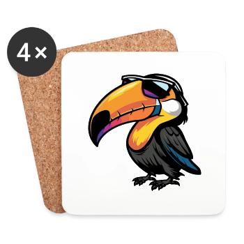 Tukan Vogel Comic Cool - Untersetzer (4er-Set) - Weiß - Vorne