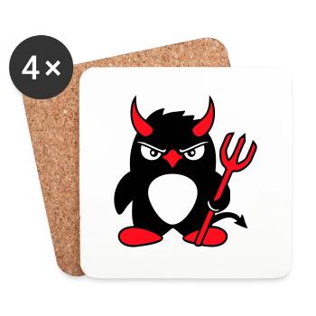 Penguin Devil Horns Trident Hell Evil Satan - Coasters (set of 4) - white - Front