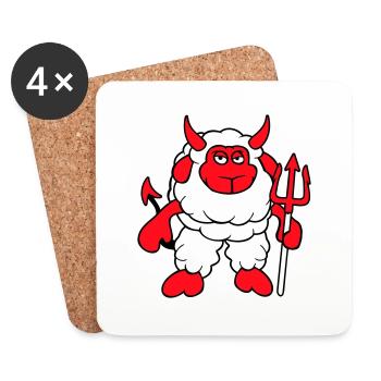 Schaf Teufel Satan Hölle Böse Dreizack Hörner Cool - Untersetzer (4er-Set) - Weiß - Vorne