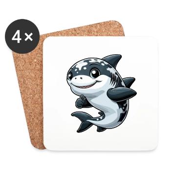 Happy shark - Coasters (set of 4) - white - Front