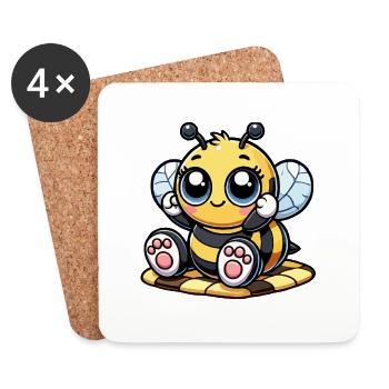 Bébé abeille - Dessous de verre (lot de 4) - blanc - Devant