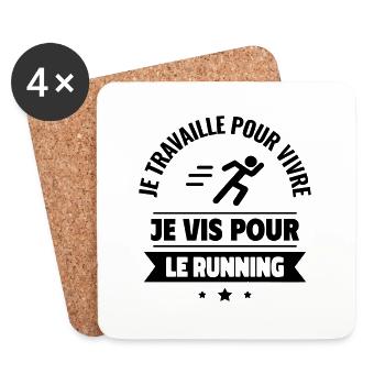 travaille pour vivre, je vis pour courir,running - Dessous de verre (lot de 4) - blanc - Devant