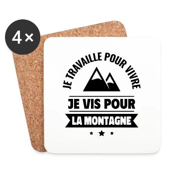 Je travaille pour vivre, je vis pour les montagnes - Dessous de verre (lot de 4) - blanc - Devant
