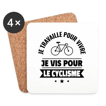 Je travaille pour vivre, je vis pour le vélo - Dessous de verre (lot de 4) - blanc - Devant