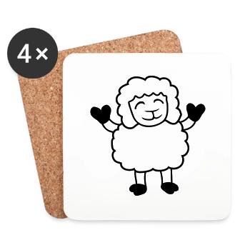 Sheep Baby Stands Cute Cute Lamb Child Happy - Coasters (set of 4) - white - Front