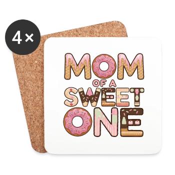 Mom of Sweet One 1st First Birthday Matching - Untersetzer (4er-Set) - Weiß - Vorne