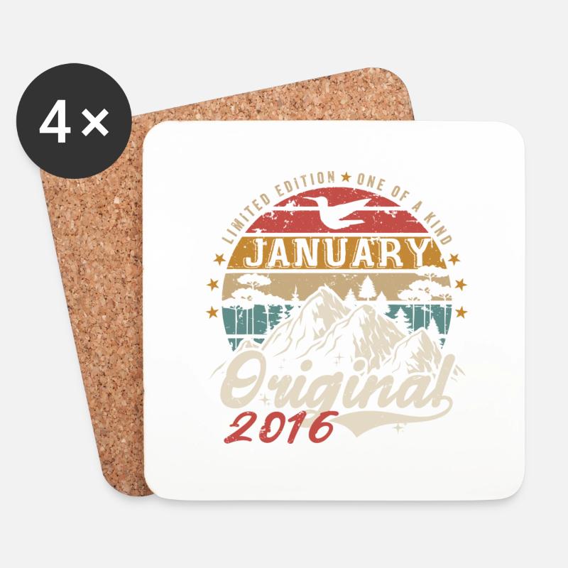 Januar 2016 Jubiläumsgeschenk - Januar 2016 - Untersetzer (4er-Set) - Weiß