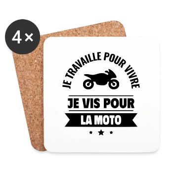 je vis pour la moto - Dessous de verre (lot de 4) - blanc - Devant